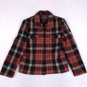 HAROLD'S Vintage Wool Plaid Blazer Jacket Large Red Black Academia Dark Cottage